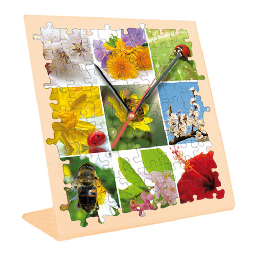 Plexi puzzle clock cm 17x17 tassello grande arancio