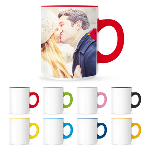 Tazza mug lucida interno e manico colorato