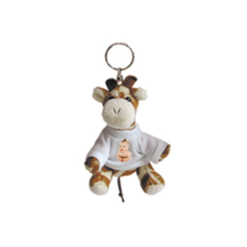 Portachiavi peluche giraffa con t-shirt personalizzabile