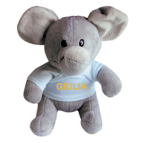Peluche elefante con t-shirt personalizzabile